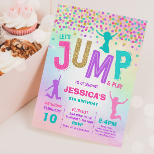 Jump Birthday-inbjudan, jump Trampoline Party Inbjudningar
