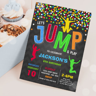 Jump Birthday-inbjudan, jump Trampoline Party Inbjudningar
