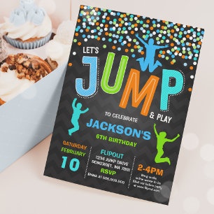 Jump Birthday-inbjudan, jump Trampoline Party Inbjudningar