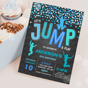 Jump Birthday-inbjudan, jump Trampoline Party Inbjudningar