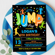 Jump Birthday-inbjudan, jump Trampoline Party
