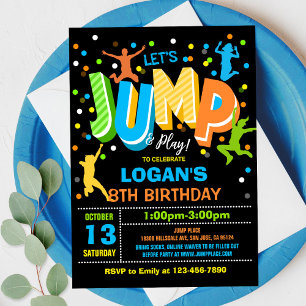 Jump Birthday-inbjudan, jump Trampoline Party Inbjudningar