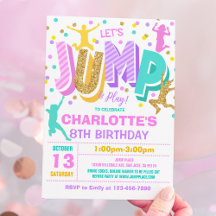 Jump Birthday-inbjudan, jump Trampoline Party