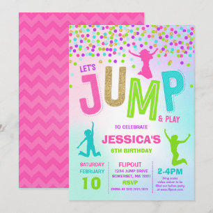 Jump Birthday-inbjudan, jump Trampoline Party Inbjudningar