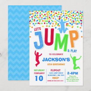Jump Birthday-inbjudan, jump Trampoline Party Inbjudningar