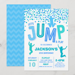 Jump Birthday-inbjudan, jump Trampoline Party Inbjudningar