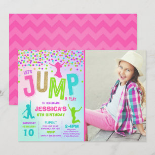 Jump Birthday-inbjudan, jump Trampoline Party Inbjudningar