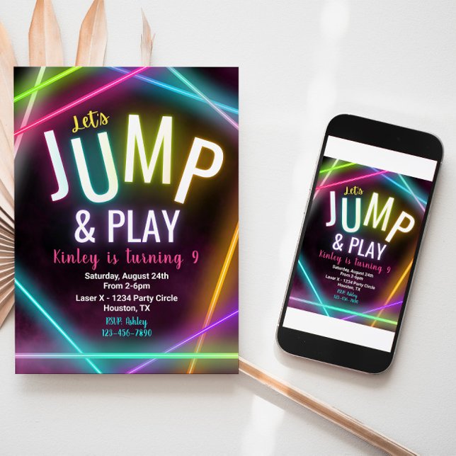 Jump Birthday-inbjudan | Jumping Party Inbjudningar (Skapare uppladdad)