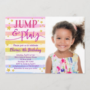 Jump Birthday-inbjudan till Girls Boung Party Inbjudningar