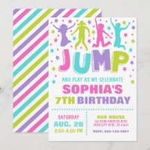 Jump Birthday-inbjudan, Trampoline Bouning House