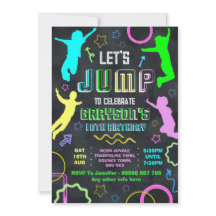 Jump birthday invitations, trampolining party