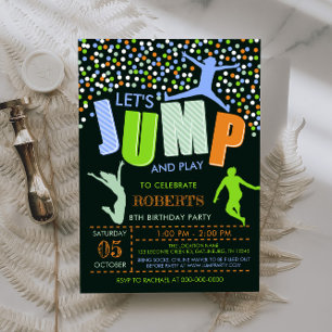 Jump Birthday, Jump Trampoline-inbjudan Inbjudningar
