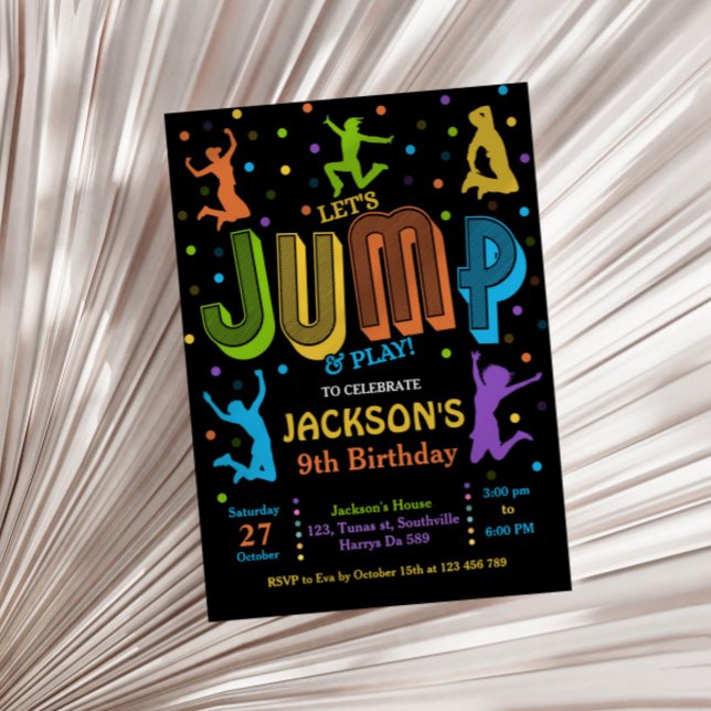 Jump Birthday Trampoline Party-inbjudan Inbjudningar (Skapare uppladdad)