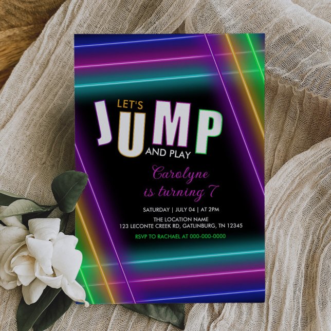 Jump Birthday Trampoline Party-inbjudan Inbjudningar (Skapare uppladdad)