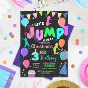 Jump Bounds Trampoline Park Birthday-inbjudan Inbjudningar