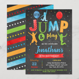 Jump Bounds Trampoline Park Birthday-inbjudan Inbjudningar
