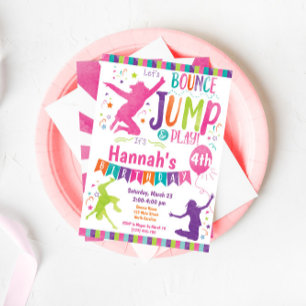 Jump Bouni House Trampoline Birthday-inbjudan Inbjudningar