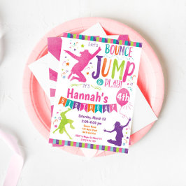 Jump Bouni House Trampoline Birthday-inbjudan Inbjudningar