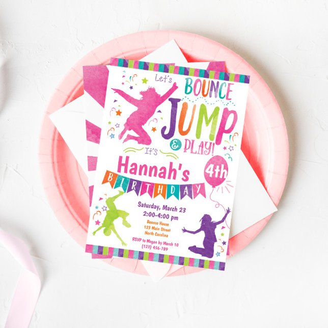 Jump Bouni House Trampoline Birthday-inbjudan Inbjudningar (Skapare uppladdad)