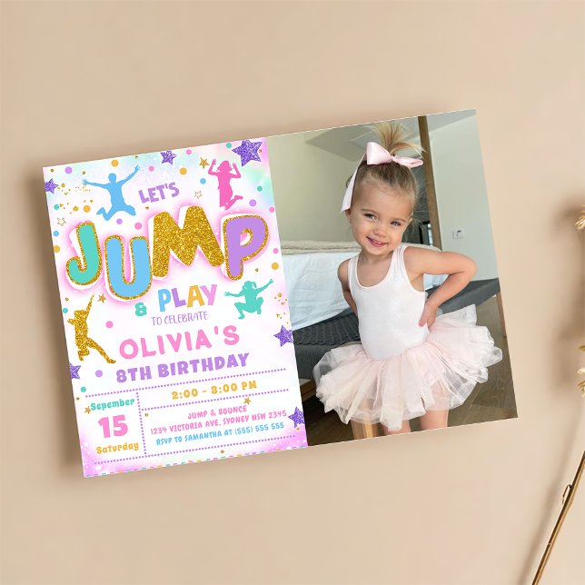 Jump Bump Play Birthday Jump Trampoline Party Inbjudningar (Skapare uppladdad)