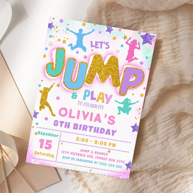 Jump Bump Play Birthday Jump Trampoline Party Inbjudningar (Skapare uppladdad)