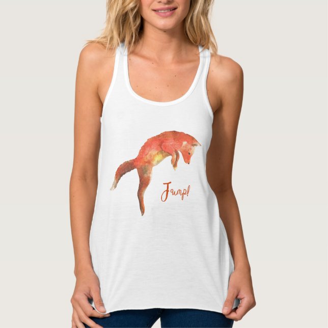 Jump Cute Red Fox Linne Med Racerback (Framsida)