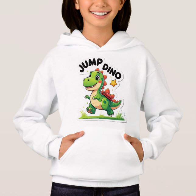 Jump Dino - Hovring för lekfull Tecknad T Shirt (Framsida)