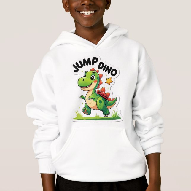 Jump Dino - Hovring för lekfull Tecknad T Shirt (Framsida)