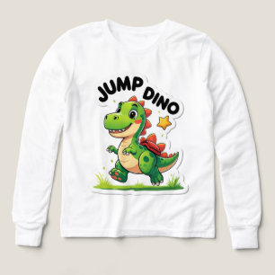 Jump Dino - Spårbar Tecknad-etikett T-Shirt
