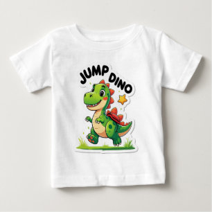 Jump Dino - Spårbar Tecknad-etikett T-Shirt