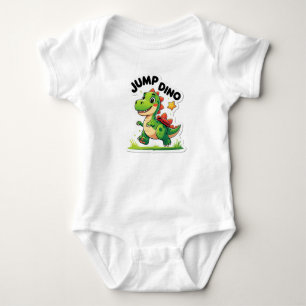 Jump Dino - Spårbar Tecknad-etikett T-Shirt
