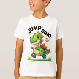 Jump Dino - Spårbar Tecknad-etikett T-Shirt