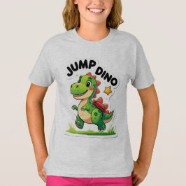 Jump Dino - Spårbar Tecknad-etikett T-Shirt