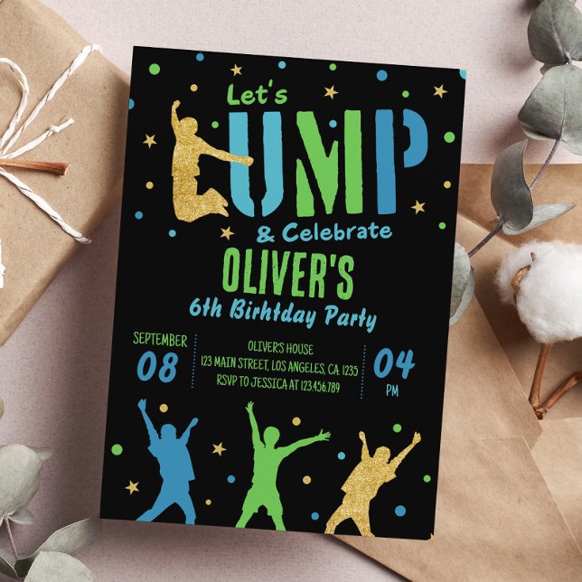 Jump Födelsedagsfest inbjudan Bouns House Party (Skapare uppladdad)