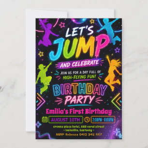 Jump Födelsedagsfest med Glöd-i-mörkret tema Inbjudningar