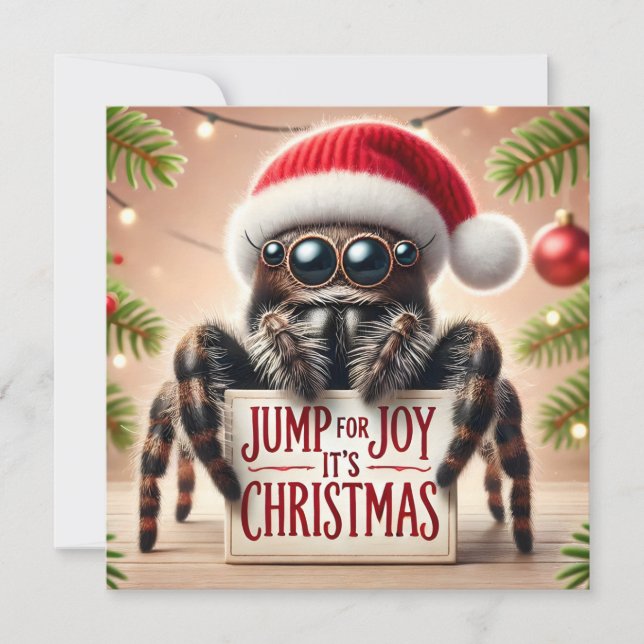Jump för glädjen Det är julklappspider Julkort (Framsida)
