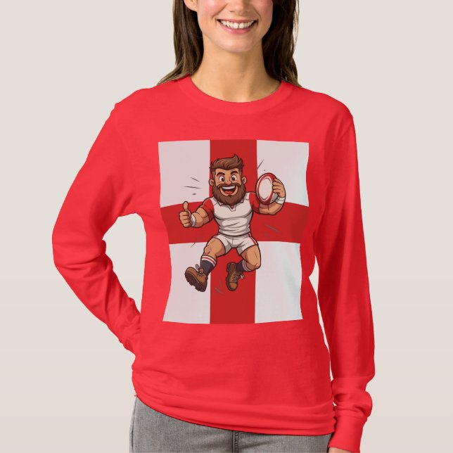 Jump High Play Proud Rugby England T Shirt (Framsida)