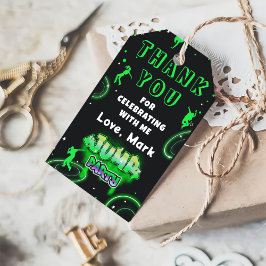 Jump Neon Trampoline Födelsedagsfest Tack Presentetikett