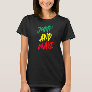 Jump och Wave Dominica Flagga Karibiska Västern T Shirt