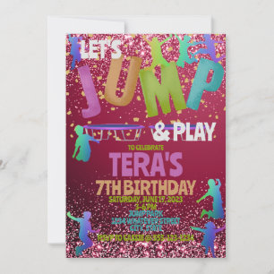 Jump Park Barns födelsedag Party Anpassningsbar Inbjudningar