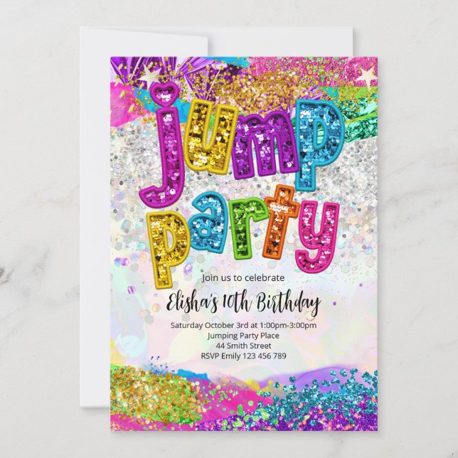 Jump Party Birthday Any Age Party Invitation Inbjudningar (Framsida)