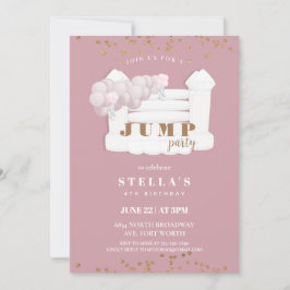 Jump Party Bounhus Trampoline Birthday Inbjudningar