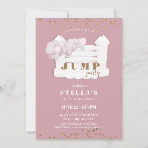 Jump Party Bounhus Trampoline Birthday Inbjudningar