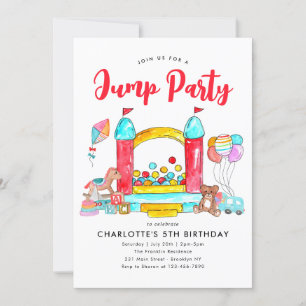 Jump Party Bounhuset Trampoline Park Birthday Inbjudningar