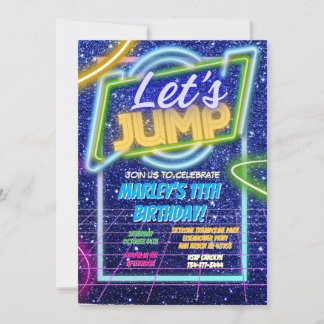 Jump Party Bouning Neon Trampoline Park Inbjudningar