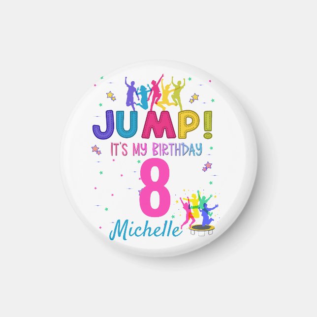 Jump Party Det är min födelsedag Trampoline Bount Magnet (Framsidan)
