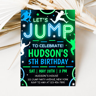 Jump Party Invitation Trampoline Birthday Inbjudningar