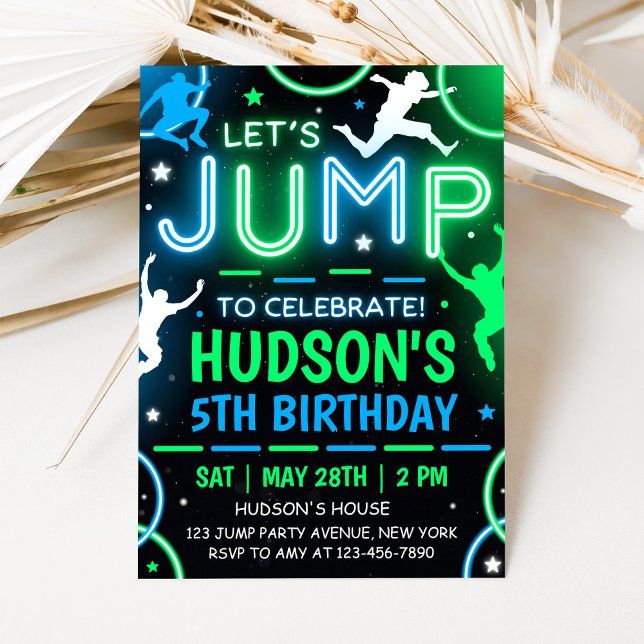 Jump Party Invitation Trampoline Birthday Inbjudningar (Skapare uppladdad)