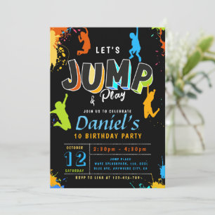 Jump Party Låt oss Jump Boy Birthday Inbjudningar