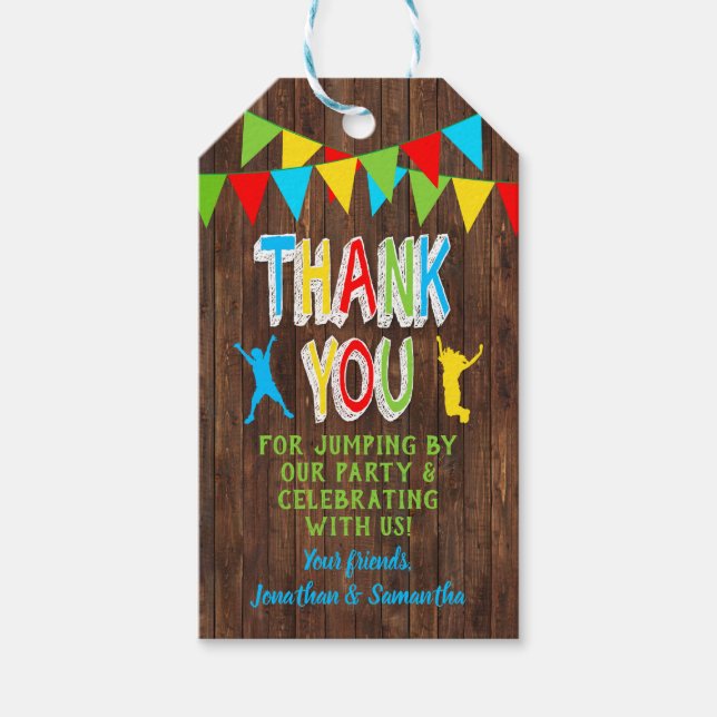 Jump party studsar med kombinationspart favorisera presentetikett (Framsidan)